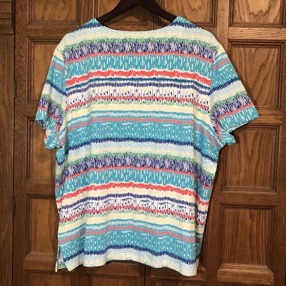 Alfred Dunner Women's 3X Multicolor Knit Blouse Short Sleeve Bling Pullover Top - Picture 9 of 10